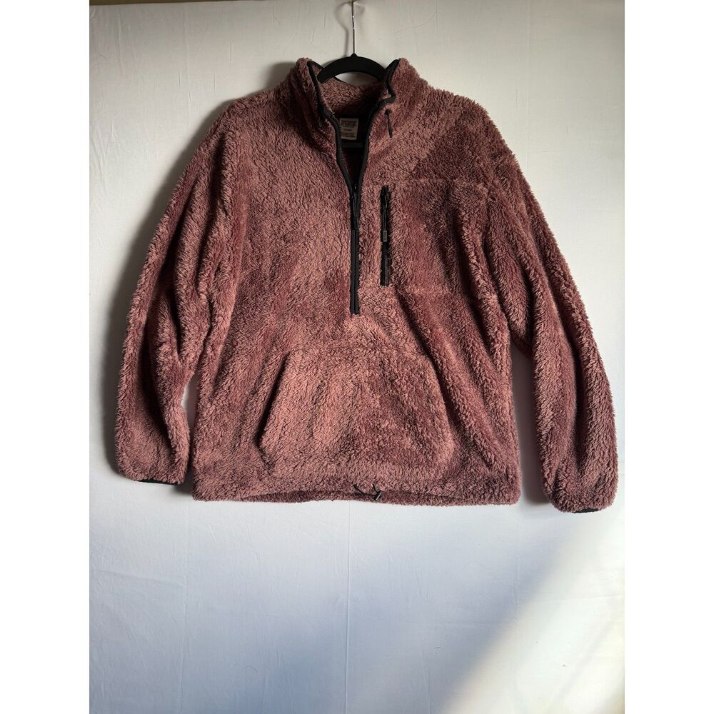PINK Victoria's Secret Teddy Sherpa Fleece Half Zip Pullover Mauve Pink Medium